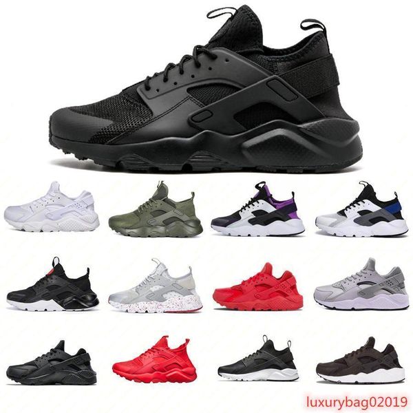 

with box size 36-45 mens womens huarache 1.0 4.0 running shoes classic triple huaraches outdoor runner sport trainers sneakers white black