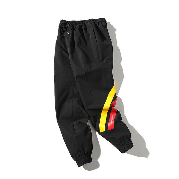 

spring new hong kong style 2020 color striped hip hop cargo male casual pants feet pants loose beams track trousers, Black
