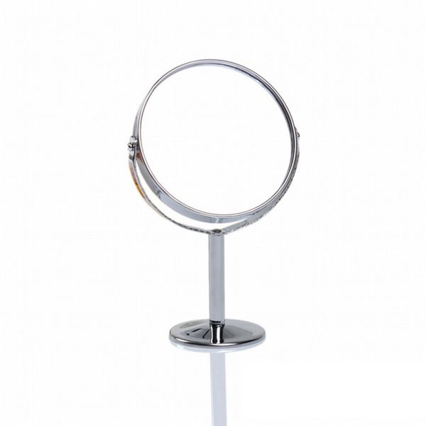 

double face dressing mirror 360 degree rotating portable small cosmetic makeup mirror silver round magnified make up tool