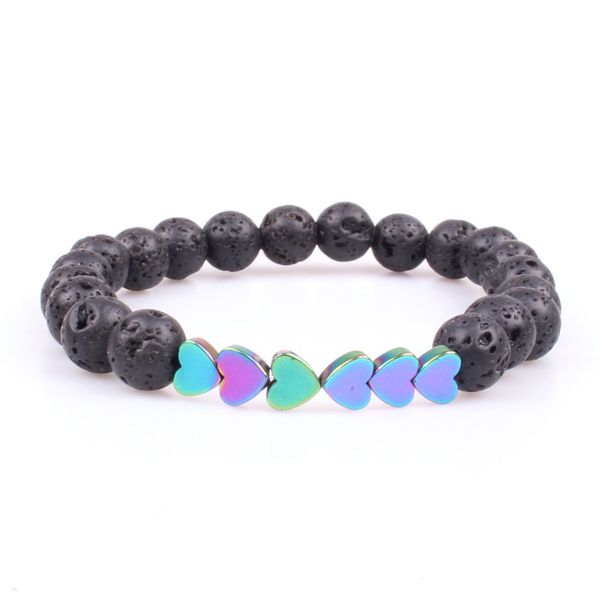 

8 мм натуральный черный лавовый камень сердце браслет diy эфирное масло диффузор браслет для женщин мужчин, Black