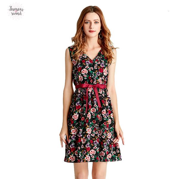 

summer dress women sweet print floral sleeveless vintage casual style deep v dress fashion female elegant beach party dresses, Black;gray