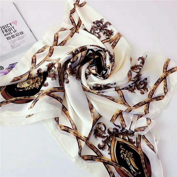 

women's fashion silk scarf printed with a large shawl and elegant damask for women's summer 180x90 cm, Blue;gray