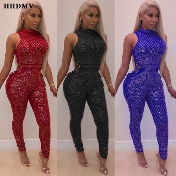 

hhdmv reduction of age club party style jumpsuits sleeveless round neck appliques hollow out zipper jumpsuits long pants, Black;white