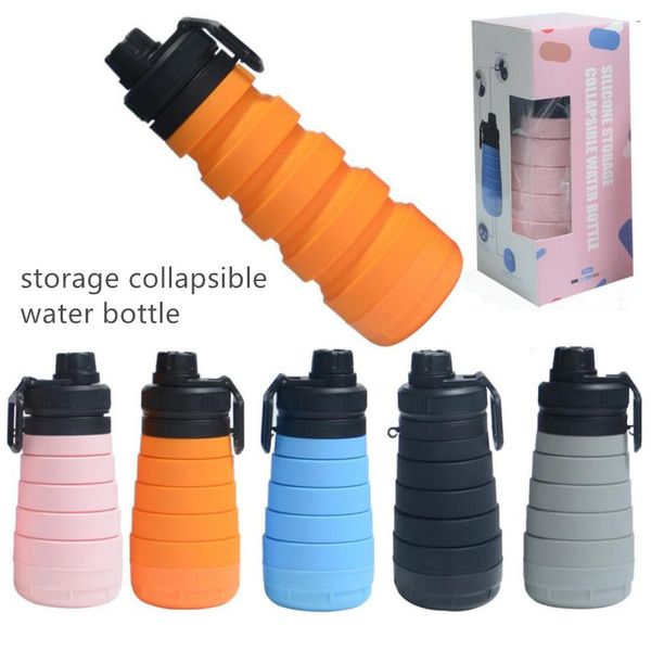 

750ml 25oz food-grade retractable storage silicone water bottle folding collapsible sport water bottle travel drinking bpa bottle mug