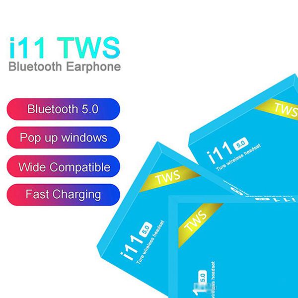 

i11 tws earbuds wireless bluetooth 5.0 headsets auto pairing power on touch control binaural call headphone earphone with mic hifi sound