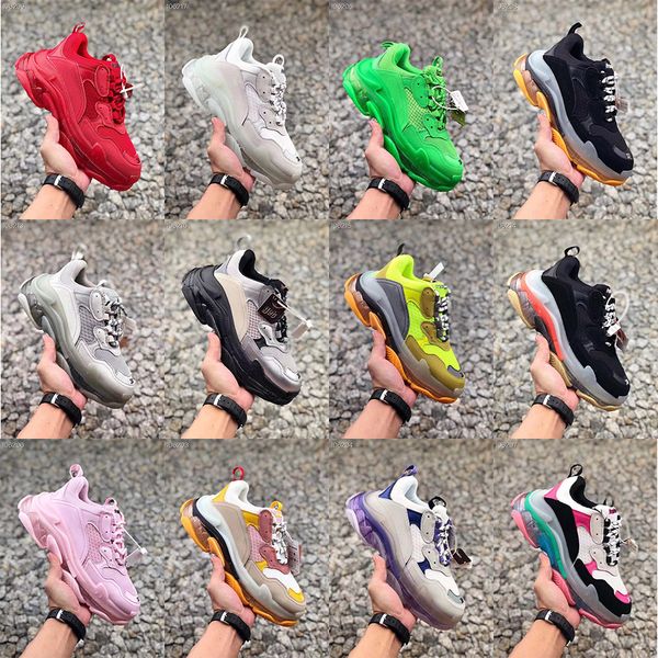 

paris 2020 crystal bottom triple-s cushion shoes designer bal retro sneakers platform triple s sneakers vintage trainers for men women, Black
