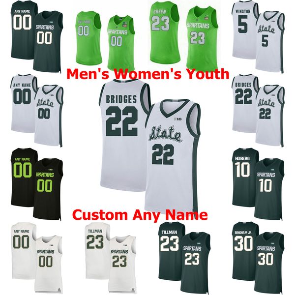 

michigan state spartans college basketball джерси 3 фостер луайе джерси гейб браун майлз bridges мэджик джонсон джексон младший пользователь, Black