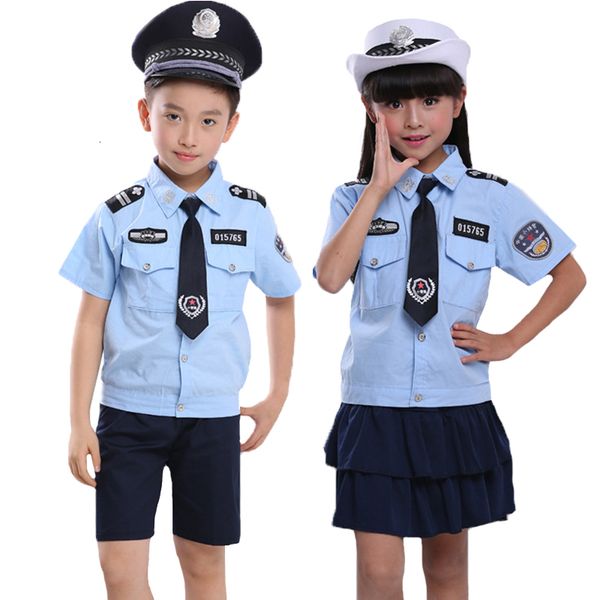 

halloween cosplay costumes children military police uniforms girl skirt kids boy hunt shorts army jackets party festival clothes, Blue