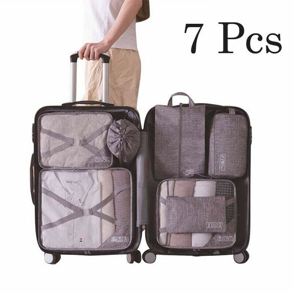 

faroot new arrival 7pcs packing cubes luggage storage organiser travel compression suitcase bags hanging organizers