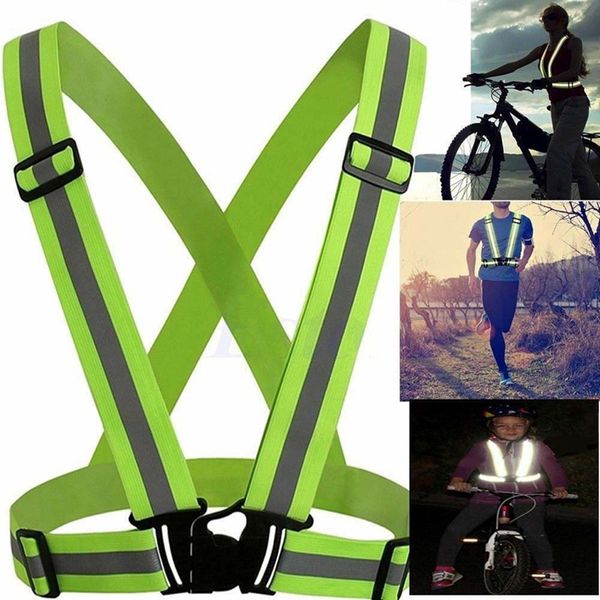 

2019 adjustable safety security high visibility reflective vest gear stripes jacket night running safety vest, Black