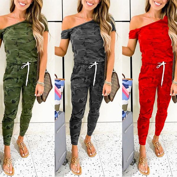 

длинный тощий одно плечо комбинезон женщины 2020 повседневный camo сексуальное боди комбинезон женские комбинезоны женские легкий костюм с ш, Black;white