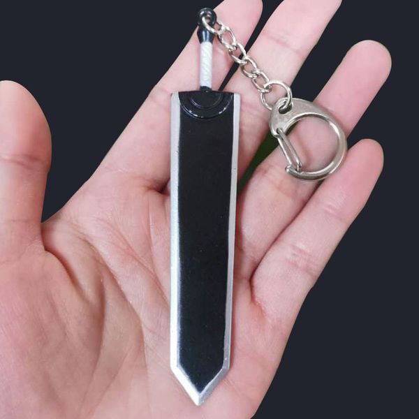 

sg japan game berserk guts sword keychains legends warrior metal keyring key holder for women men choker jewelry gift, Silver