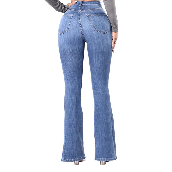 

jeans for women long pants jeans woman 2018 pants flowy wide leg women loose high waist denim flare, Blue