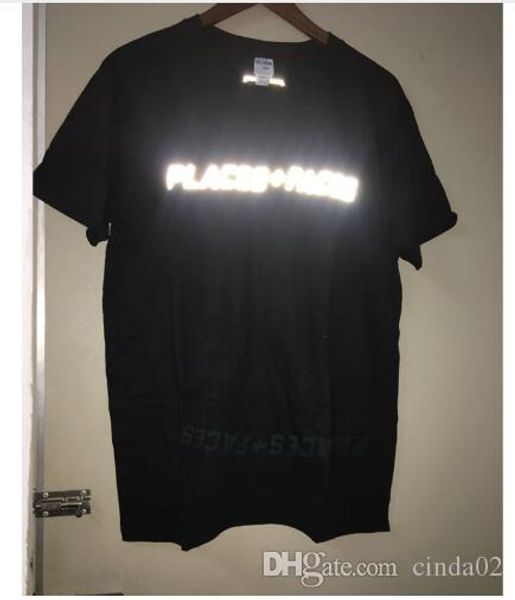 

места + лица футболки женщины мужчины хлопок высокого качества хип-хоп уличные места + faces tee 3m светоотражающего t-shirt, White;black