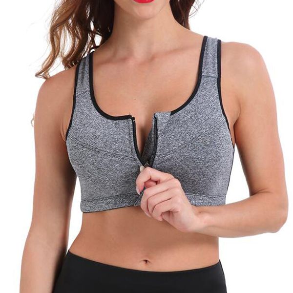 

women zipper push up sports bras vest underwear shockproof breathable gym fitness athletic running yoga bra sports, White;black