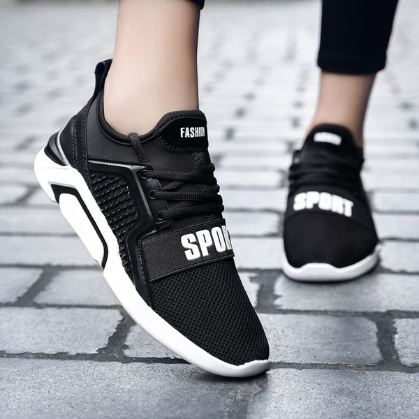 

fashion mesh woman shoes lace-up flat shoes woman sneakers casual summer sneakers breathable comfortable sale, Black