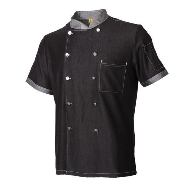 

chef works men women chef cook coat cowboy kitchen jacket, White;black