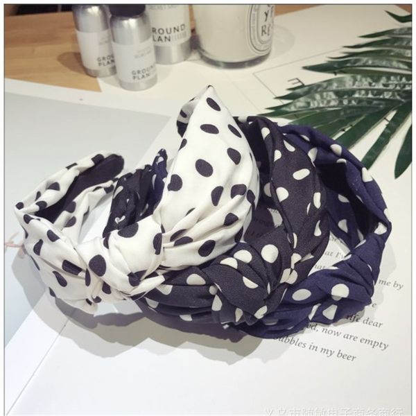 

korea handmade cloth knot dot wide hairbands for women head wear hair accessories autumn winter-smawhrb003d