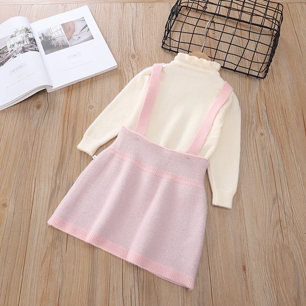 

ba soft home kids kids' sweater autumn & winter korean-style new style women's two-piece set cartoon strap dress, Blue