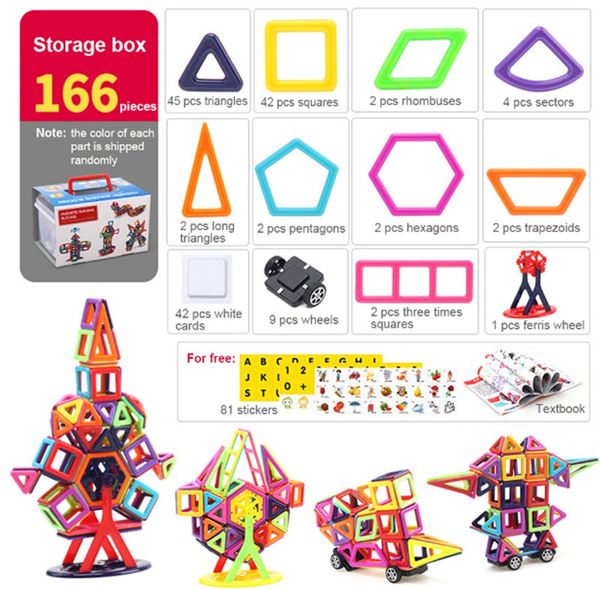 

40PCS / 64PCS / 113PCS / 145PCS / 166PCS 3D Магнитная плитка для зданий Наборы Блок Дети Строительст