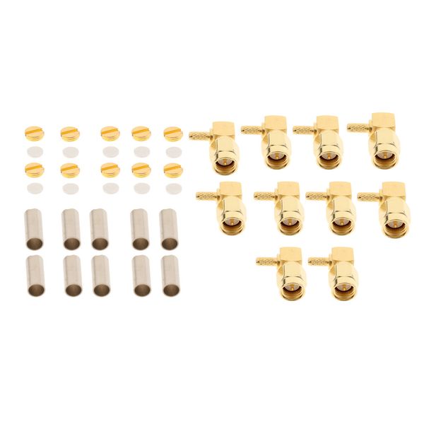 

10 pack sma male plug crimp right angle rf connectors for coaxial cable