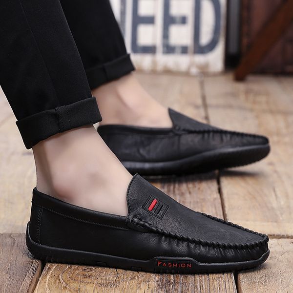 

moccosins men's 2019 summer new style trend korean-style versatile cool loafers spring casual shoes deft reds, Black