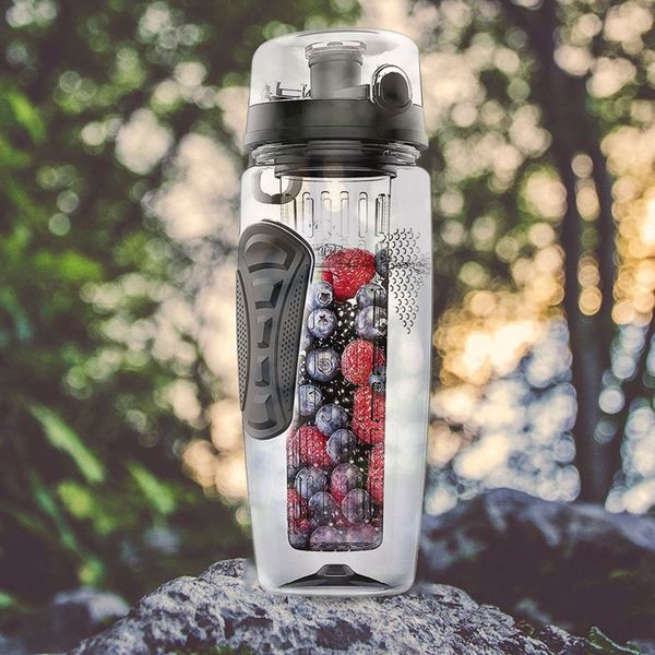 

abuo-1000ml/32oz fruit infusing infuser water bottle plastic sports detox health