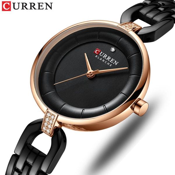 

curren quartz women clock luxury rhinestone woman gift charming ladies stainless steel bracelet women wristwatch montre femme, Slivery;brown