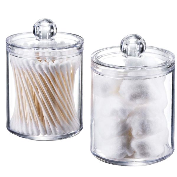 

dispenser apothecary jars bathroom holder storage canister clear plastic acrylic jar for cotton ball,cotton swab,q-tips,cotton