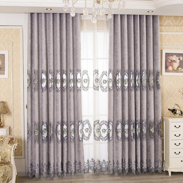 

european embroidery breathable and shaded curtains for living dining room bedroom