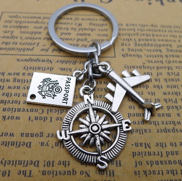 

alloy aircraft passport compass key pendant buckle ancient silver ornaments parts, Slivery;golden