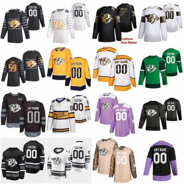 

2020 all star game 59 roman josi custom nashville predators hockey jersey 9 filip forsberg 95 matt duchene 4 ryan ellis 5 dan hamhuis, Black;red