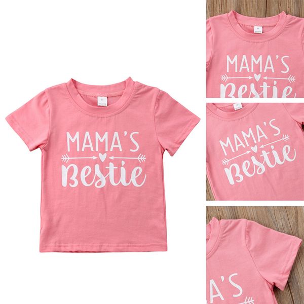 

summer short t-shirt outfits kids baby girlmama's e printing simple top, Blue