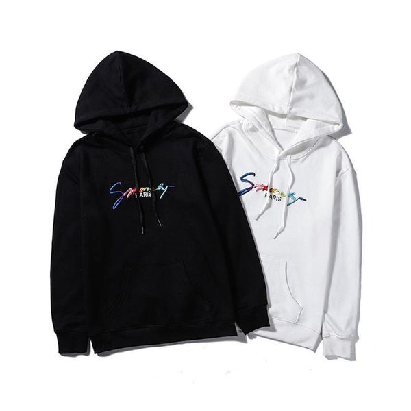 

famous brand mens designer hoodies mens cotton embroidery hooded hoodie men women retro luxury designer sweatshirts 2 colors, Black
