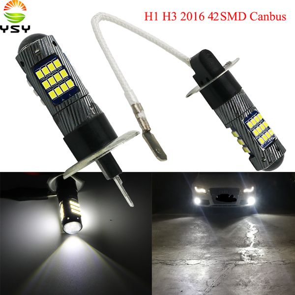

ysy 2x super bright h1 h3 front rear fog lights bulbs 4w 42smd 2016 led white head lamp dc12v canbus no error auto driving bulbs