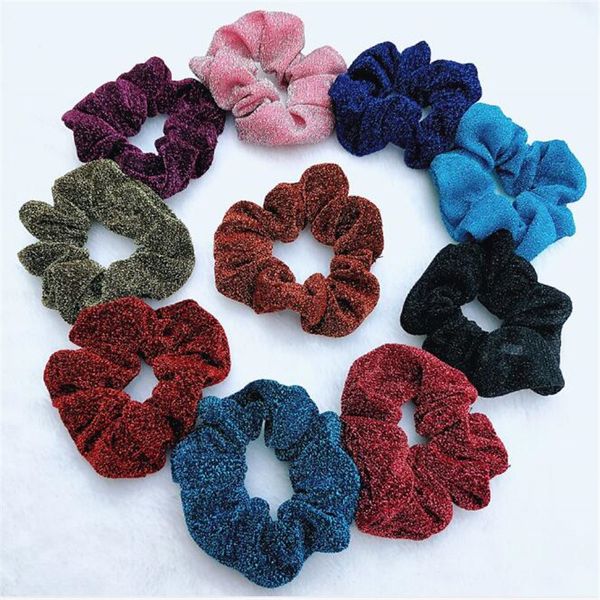 Big Size Women Hair Scrunchies Glitter Elastic Hair Bands Gum Women Dancing Bun Ties Ropes For Ladies Accessories Decorative Hair Pieces Hair