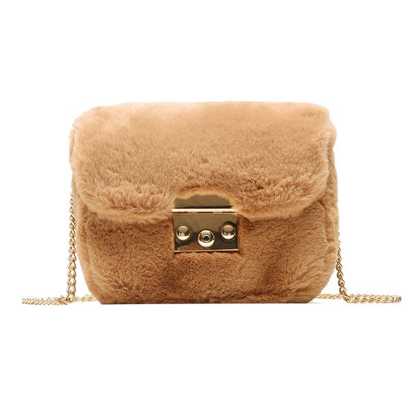 

мода плюшевые твердые женщины crossbody лоскут сумка золотая цепь небольшой кошелек сумки на ремне леди искусственного меха сумка груза паде