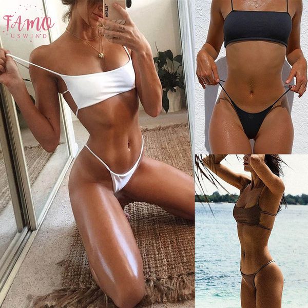 

2020 swimsuit women bikini set swimwear push up padded solid bra swimsuit beachwear bikini lingerie dropshipping, White;black