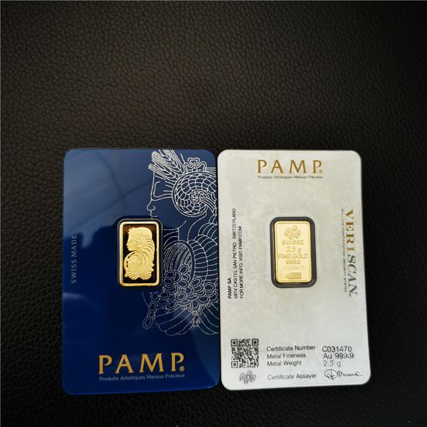 

2.5gram pamp suisse gold bar ingot gold plated badge souvenir coin ing