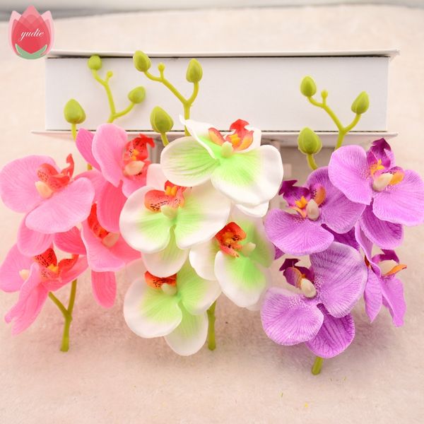 

2pcs/lot silk artificial orchid bouquet for home wedding party decoration cymbidium scrapbooking supplies orchis plants