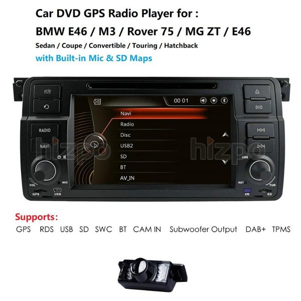 

7" 2din автомобильный стерео dvd плеер навигация для e46 m3 с gps, bluetooth, dab+, usb, sd swc rds am / fm камера mirrorlink карта tpms авт