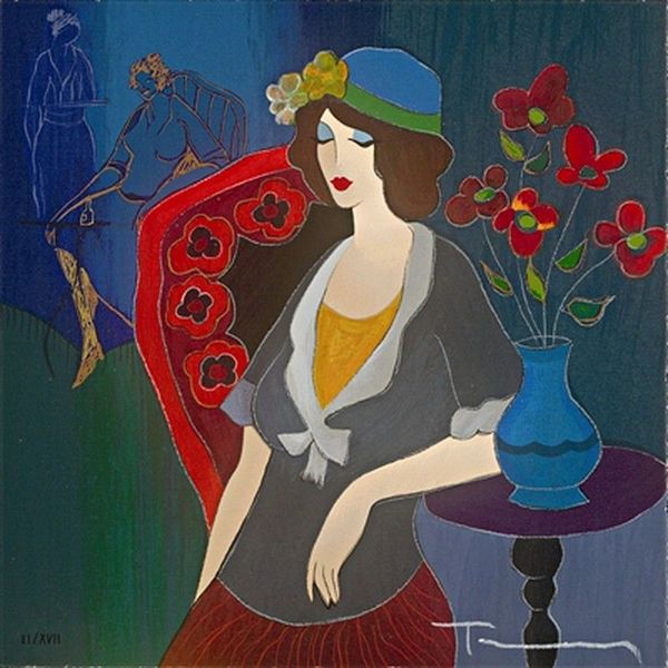 

itzchak tarkay nouvelles фигурация главная произведения искусства современный портрет сеньоры ручной работы картина маслом на холсте вогнута