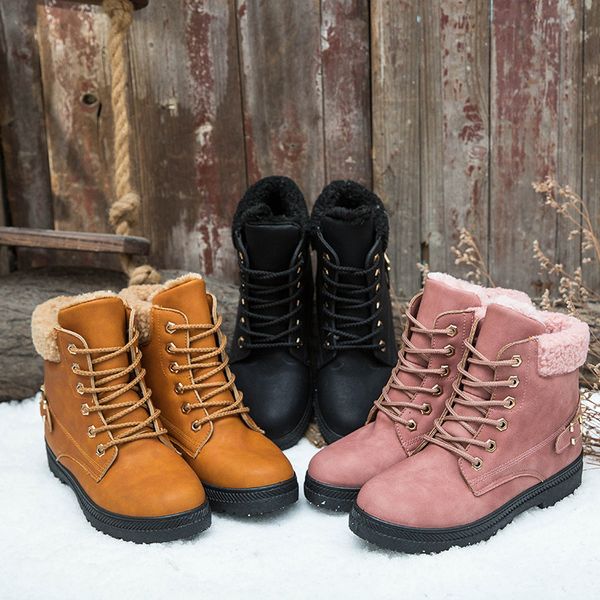 

oeak new fashion women boots 2019 waterproof snow boots for winter shoes women casual ankle botas mujer warm female, Black