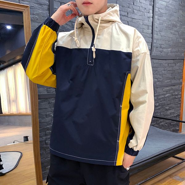 

mens jacket coat hip hop hooded patchwork spring autumn male hoodies coats men couple streetwear hoody bomber jacket, Black;brown