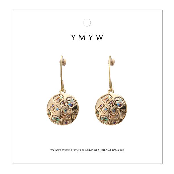 

ymyw new popular personalized luxury abalone shell drop dangle earings zinc alloy 16k plated gold metal earings for women bijoux, Silver