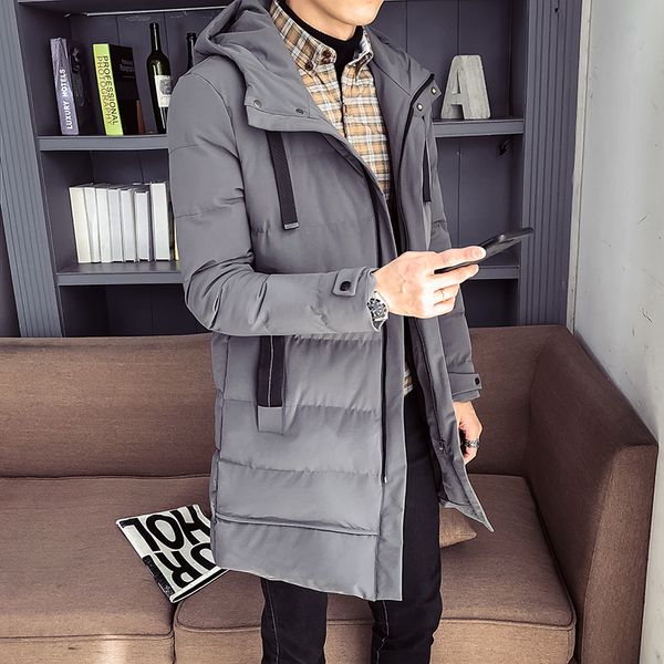 

parkas winter man thick cotton-padded jacket medium long hooded jackets windbreakers male overcoat outerwear 1123, Tan;black