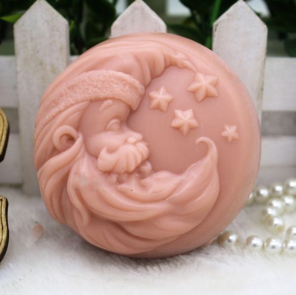 Stampi di Natale Stampo per sapone in silicone Cappello di luna Stampi per sapone di Babbo Natale Stampo per cioccolato fai da te Stampi per saponi Stampi per regali di Natale fatti a mano T200703