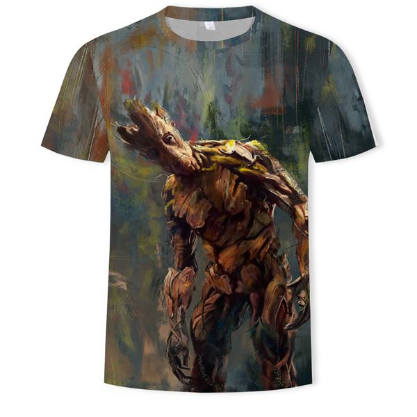 

mens designer creative short-sleeved groot 3d printed short sleeves t-shirt casual clothing, White;black