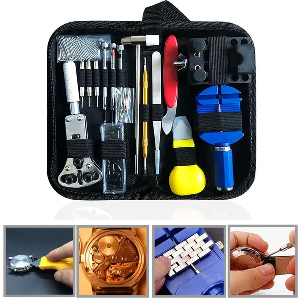 

147pcs watchmaker portable link remover watch tool kit opener pin spring bar holder repair with case back case