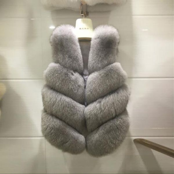 

new 2019 winter women's faux fur coat artificial fur vest warm vests femme jackets plus size warm fake gilet q928, Black